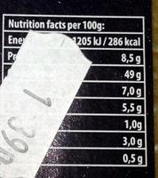 Sesame Burger Buns Nutrition Label