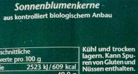 Sonnenblumenkerne Ingredients