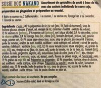 Nakano, Sushi Box Matsu, 4 Nigrinis Saumon - 3 Californias (1 Futo-salade, 1 Saumon-salade: 1 Saumon Fromage) Ingredients