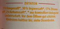 Bio Ingwer-Kurkuma-Shot Ingredients
