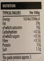 Grana Padano Nutrition Label