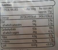 Rice Cakes Dark Chocolate Nutrition Label