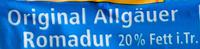 Original Allguer Romadur Ingredients