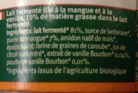 Bio-Rahmjogurt Mango-Vanille Ingredients