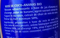Jus De Fruits Coco- Ananas Ingredients