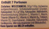 Getreidebrei Schokolade Ingredients