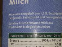 Frische Fettarme Milch Ingredients