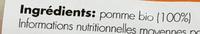 Chips De Pomme Bio Ingredients