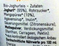 Mango 100% Natural Frozen Yogurt Ingredients