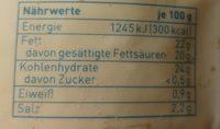 Reibegenuss Nutrition Label