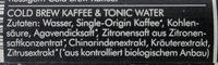 Kold Brew Tonic Ingredients