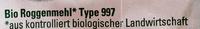 Roggenmehl Type 997 Ingredients
