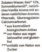 Reisdrink Vanille Ingredients