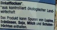 Dinkelflocken Ingredients