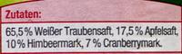 Traube-Apfel-Himbeere-Cranberry Ingredients