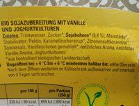 Veganer Bio Sojajoghurt Vanille Ingredients