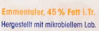 Emmentaler 45% Fett I. Tr. Ingredients