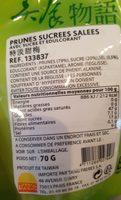 Prunes Sucres Sales Ingredients
