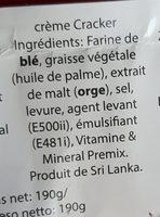 Cream Cracker 190G Ingredients