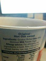 Quaker Original Oats So Simp 50G Ingredients