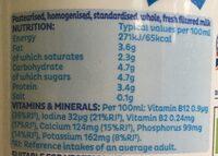 Cravendale Filtered Whole Milk Nutrition Label