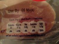 Unsmoked Rashers  Nutrition Label