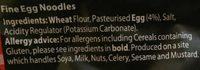 Fine Egg Noodles Ingredients