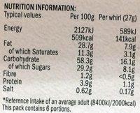 6 Toffee Terror Whirls Nutrition Label