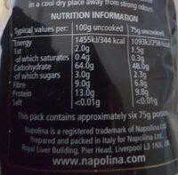 Whole Wheat Penne Nutrition Label