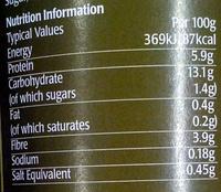 Mushy Peas Chip Shop Style Nutrition Label