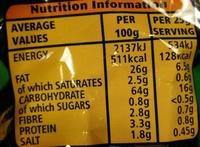 Big Hoops Salted Nutrition Label
