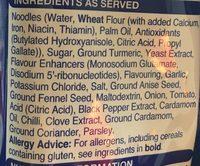 Batchelors 90G Mild Curry Super Noodles Ingredients