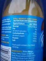 Still Mango Juice Drink Nutrition Label
