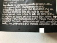 Risotto Poulet & Champignons Ingredients