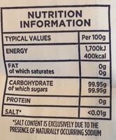 Granulated Sugar Nutrition Label