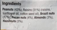 Mixed Nuts & Raisins Ingredients