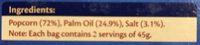 Kelkin Microwave Popcorn 3X100g Ingredients
