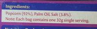 Micro Popcorn Salted Ingredients