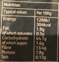 Rye Flour Nutrition Label