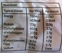 Fruity Oat Biscuits Baked With Currants, Doves Farm Organic Nutrition Label