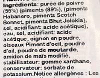 West Indian Extra Hot Pepper Sauce Ingredients