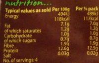 Cauldron Original Tofu Nutrition Label