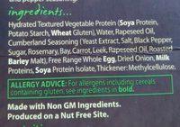 6 Cumberland Vegetarian Sausages Ingredients