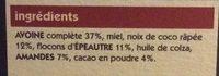 Granola Extreme Cacao Ingredients