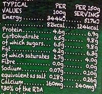 Natural Proper Organic Bio Live Yeogurt Nutrition Label