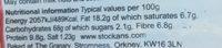 Orkney Thick Oatcakes Nutrition Label