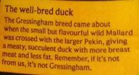 Gressingham Duck Ingredients