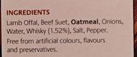 Whisky Haggis 410G Ingredients