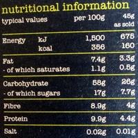 Simply Delicious Muesli Nutrition Label