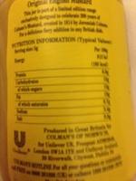 Colman's Mustard Nutrition Label